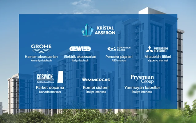 Təmirində qlobal markalar istifadə edilən mənzillər “Kristal”da!